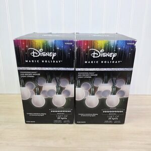 2  Sets Disney Shimmering Magic String Lights Pure White 50 Lights Total